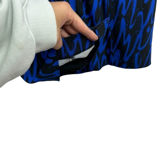 MILLY Graffiti Scribble Print Sheath Dress Black Blue Size 4 Cocktail Dress - Picture 9 of 15